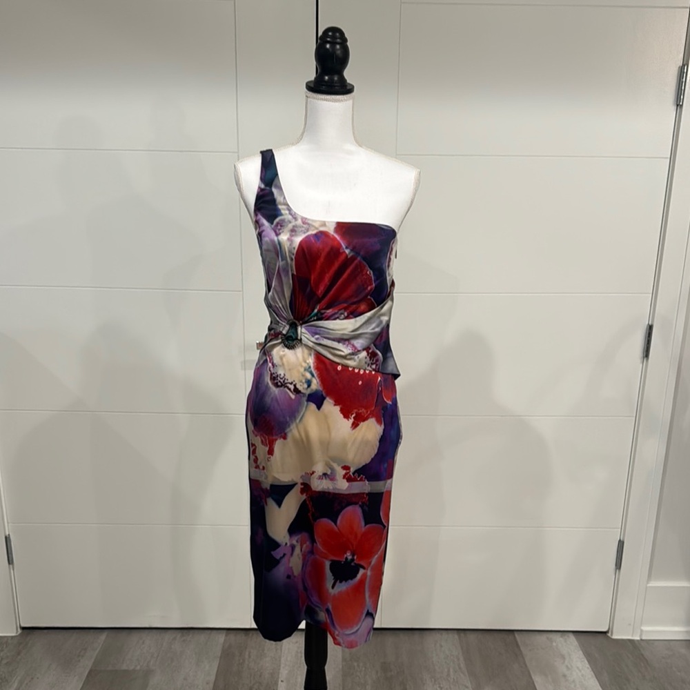 Roberto Cavalli Silk One Shoulder Dress